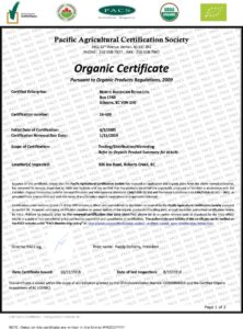 PACS Organic Certification 2018-19